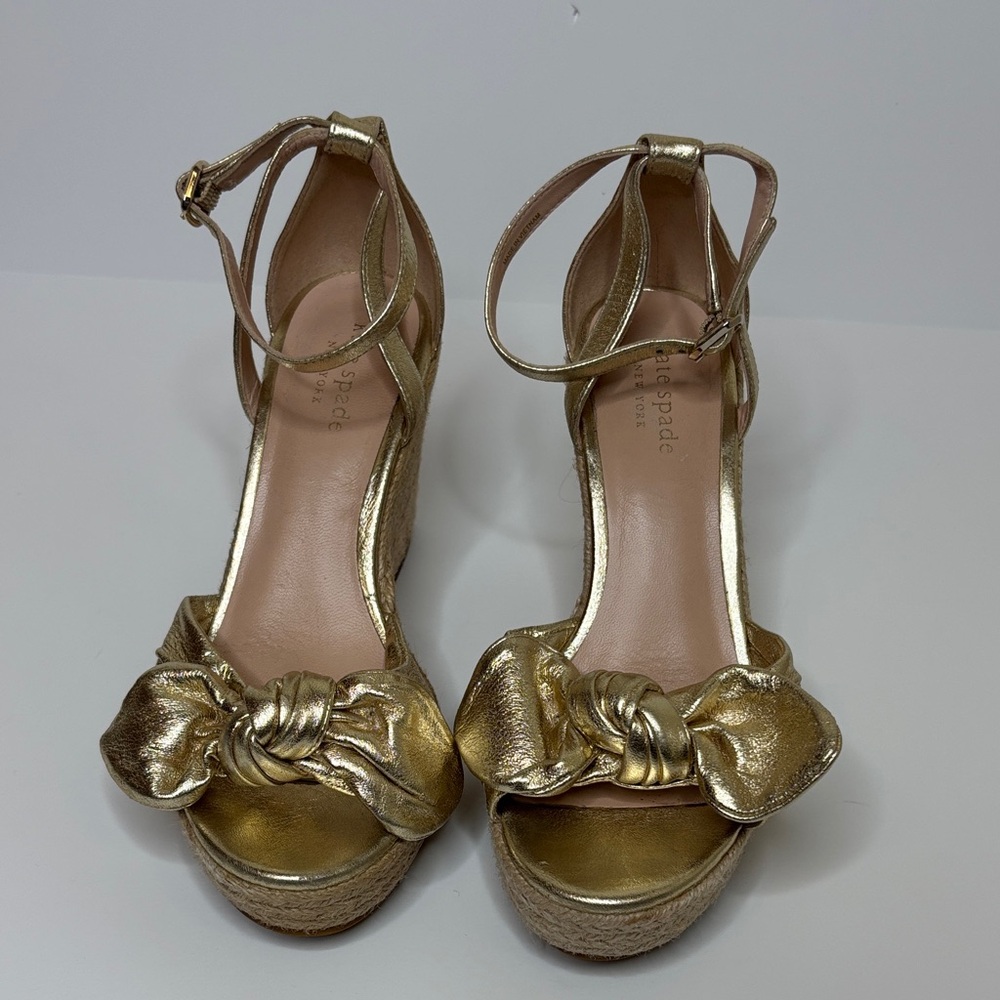 KATE SPADE Metallic Gold Wedge Sandals